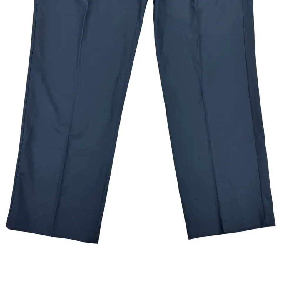 Haggar Mens Cool 18 Pro Classic Fit Pleated Stretch Dress Pants Navy Blue 36x32